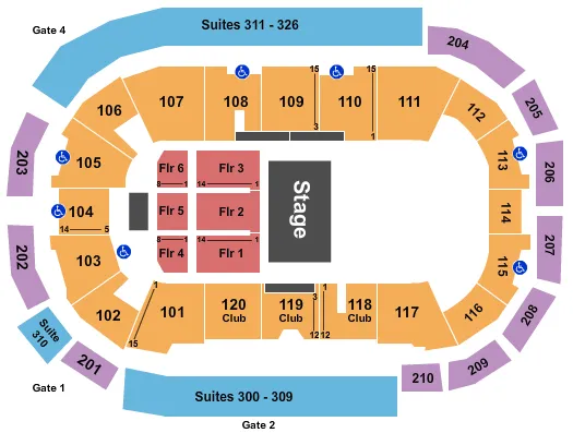seating chart for South Okanagan Events Centre - Endstage 1 - eventticketscenter.com