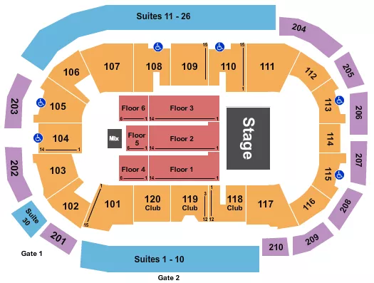 seating chart for South Okanagan Events Centre - Endstage 6 - eventticketscenter.com