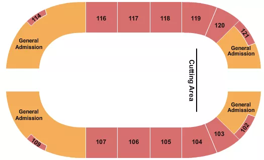 Racing - Horse Seating Chart at Arena at South Point Hotel And Casino. The chart shows the main floor/stage with seating options surrounding it, which are color coded