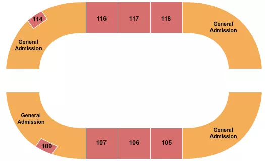 Rodeo Seating Chart at Arena at South Point Hotel And Casino. The chart shows the main floor/stage with seating options surrounding it, which are color coded