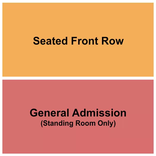 GA & Front Row Seating Chart at Spanish Ballroom at McMenamins Elks Temple. The chart shows the main floor/stage with seating options surrounding it, which are color coded