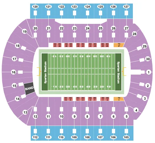 spartan stadium seating chart rows