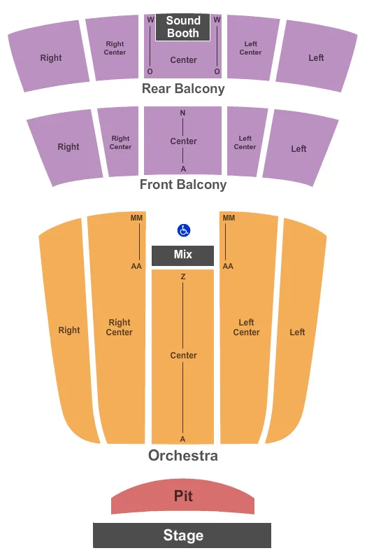 seating chart for The Theater at Spartanburg Memorial Auditorium - End Stage - eventticketscenter.com