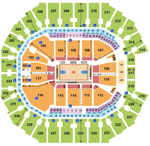seating chart for Spectrum Center - Basketball - eventticketscenter.com