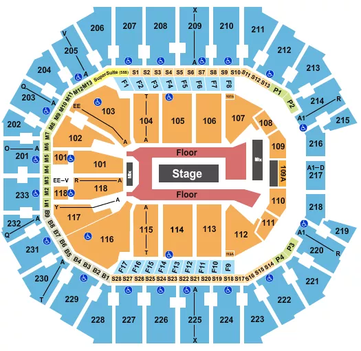 seating chart for Spectrum Center - Center Stage GA Floor - eventticketscenter.com