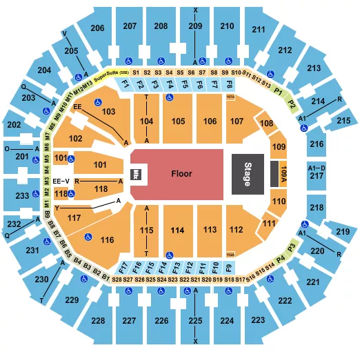 seating chart for Spectrum Center - Endstage GA Floor - eventticketscenter.com