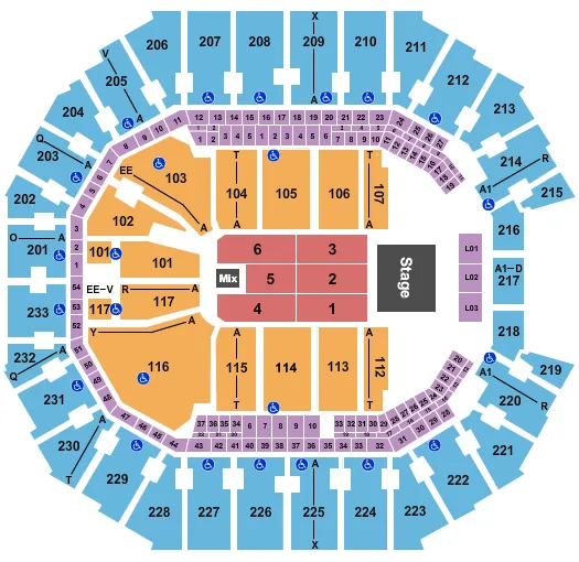 seating chart for Spectrum Center - Endstage-2 - eventticketscenter.com