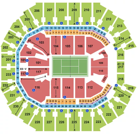 seating chart for Spectrum Center - Tennis 1 - eventticketscenter.com