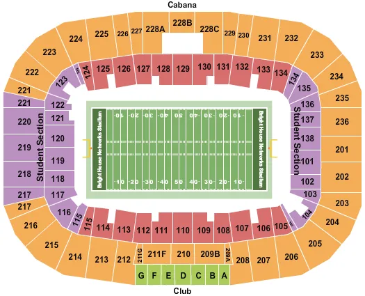 seating chart for FBC Mortgage Stadium - Football - eventticketscenter.com