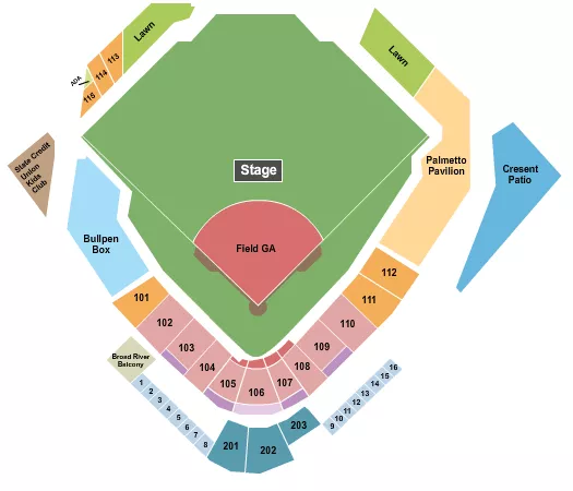 seating chart for Segra Park - Concert - Field GA - eventticketscenter.com