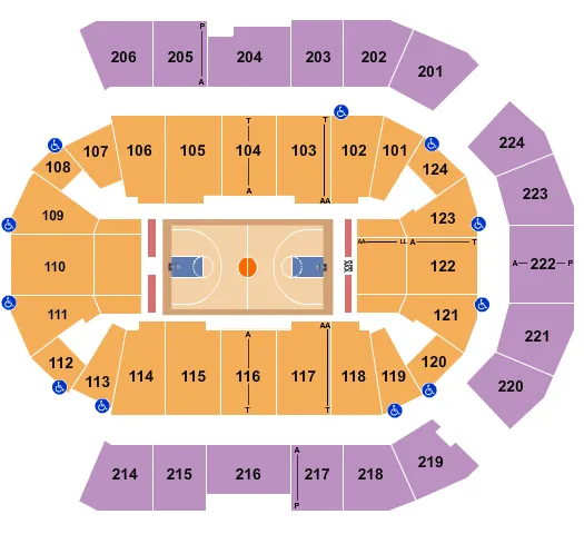 seating chart for Spokane Arena - Basketball 2 - eventticketscenter.com