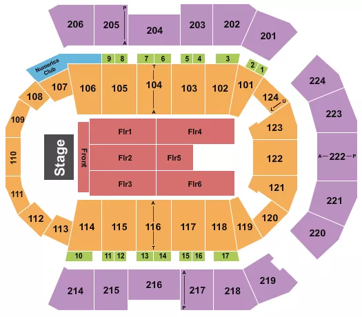 seating chart for Spokane Arena - Endstage Front 2 - eventticketscenter.com