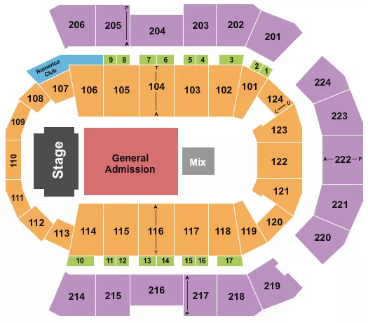 seating chart for Numerica Veterans Arena - GA Floor 2 - eventticketscenter.com