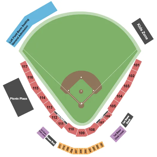 seating chart for Crushers Stadium - Baseball - eventticketscenter.com