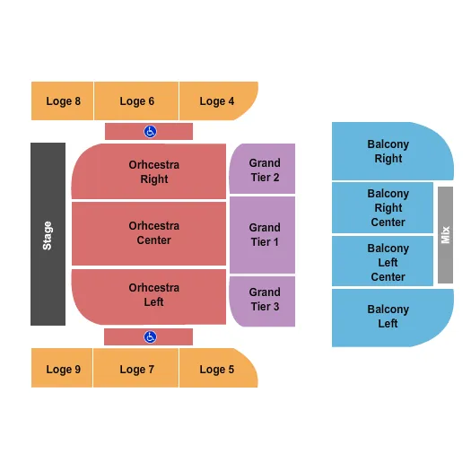 seating chart for Springfield Symphony Hall - End Stage - eventticketscenter.com