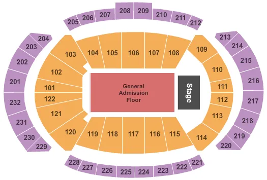 seating chart for T-Mobile Center - End Stage GA Floor - eventticketscenter.com