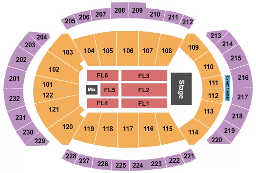 seating chart for T-Mobile Center - End Stage - eventticketscenter.com