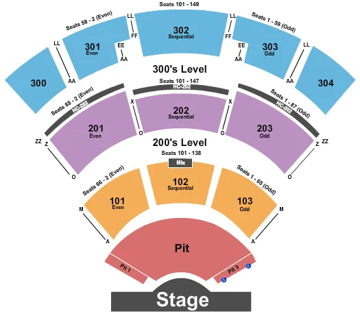 seating chart for St. Augustine Amphitheatre - Endstage 3 Pits 2 - eventticketscenter.com
