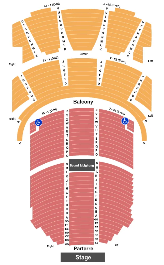 seating chart for St. Denis Theatre - Hall 1 - End Stage - eventticketscenter.com