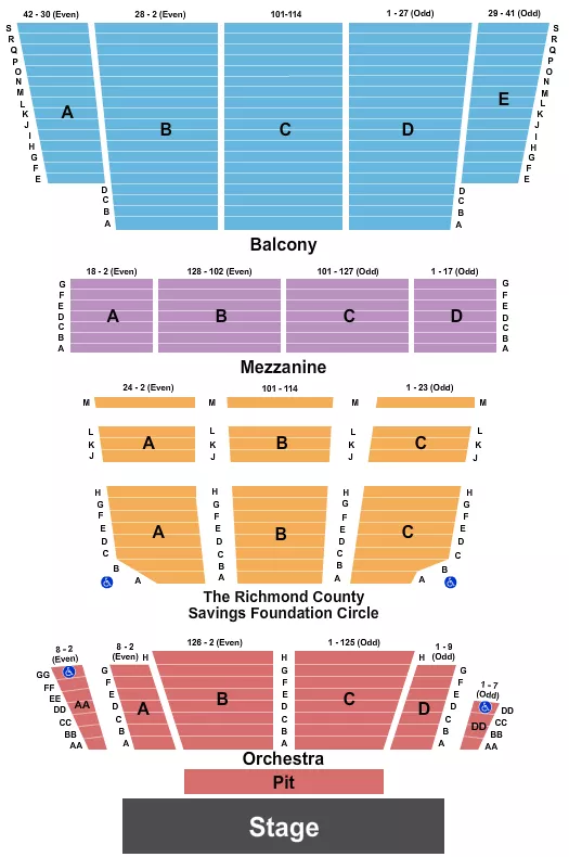 seating chart for St. George Theatre - Endstage 4 - eventticketscenter.com