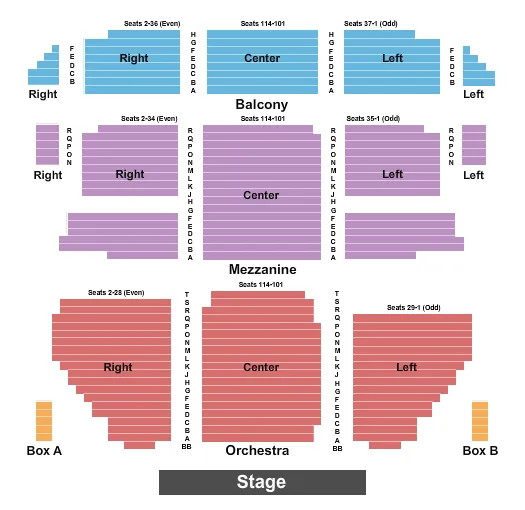 seating chart for St. James Theatre - Endstage 2 - eventticketscenter.com
