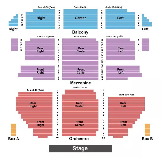 seating chart for St. James Theatre - Endstage 3 - eventticketscenter.com