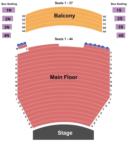 seating chart for St. John's Arts and Culture Center - End Stage - eventticketscenter.com
