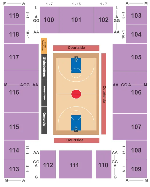 seating chart for Saint Joseph Civic Arena - Harlem Globetrotters - eventticketscenter.com