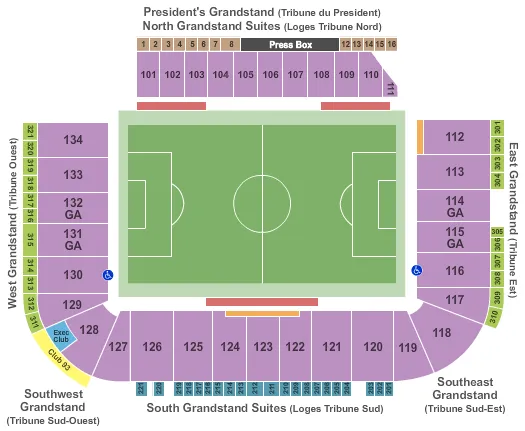 seating chart for Stade Saputo - Soccer - eventticketscenter.com