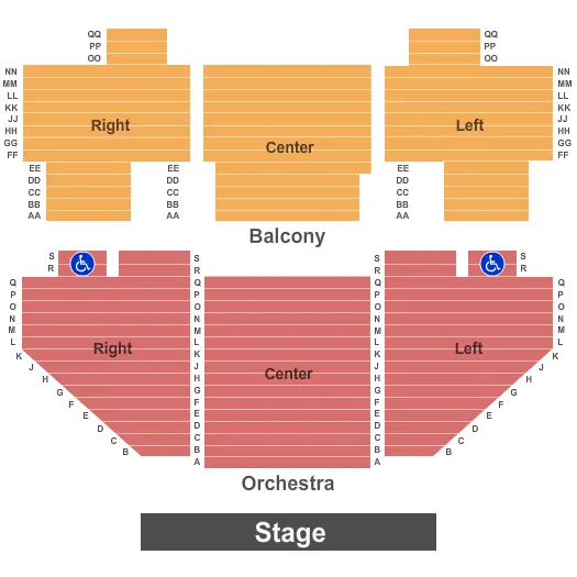 seating chart for Stadium Theatre Performing Arts Center - Endstage - eventticketscenter.com