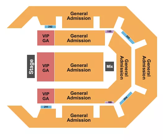 seating chart for Star Of The Desert Arena - Endstage VIP/GA 2 - eventticketscenter.com