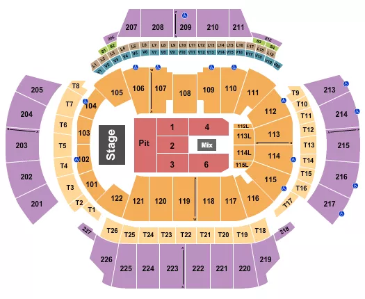 seating chart for State Farm Arena - GA - Pit GA/Flr Rsv1-6, no 5 - eventticketscenter.com