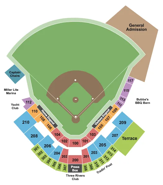 seating chart for AdventHealth Stadium - Baseball - eventticketscenter.com