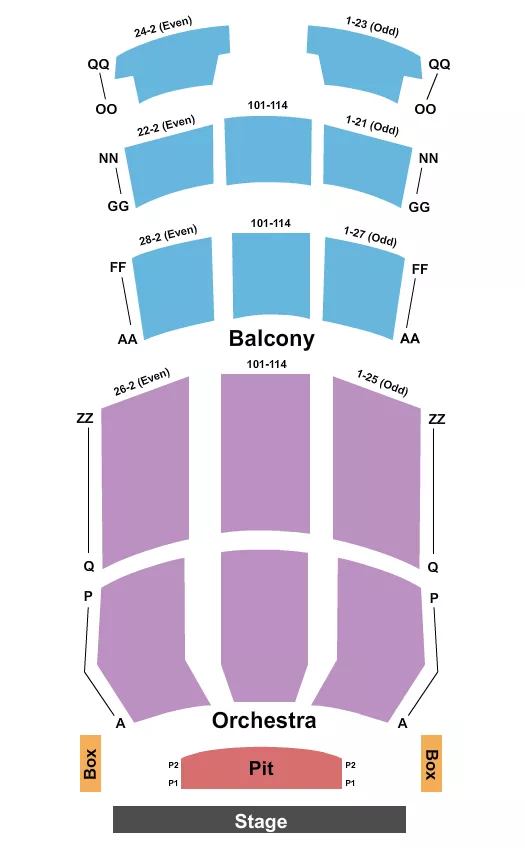 seating chart for State Theatre - Easton - Endstage 2 - eventticketscenter.com