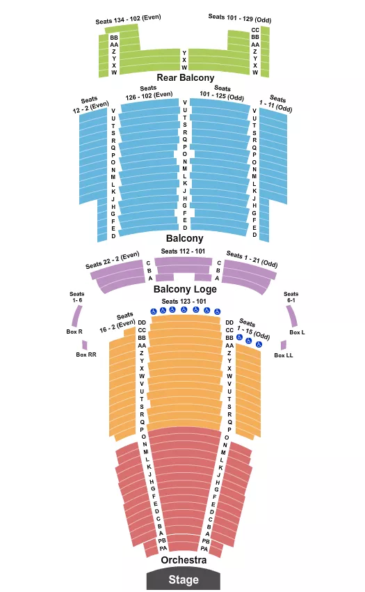 seating chart for State Theatre - New Jersey - Endstage 2 - eventticketscenter.com