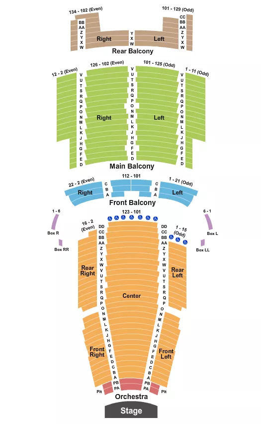 seating chart for State Theatre - New Jersey - End Stage - eventticketscenter.com