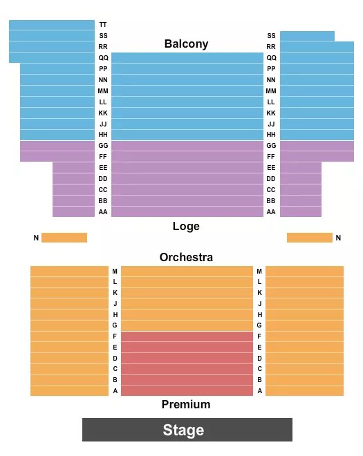 seating chart for State Theatre for the Arts - End Stage - eventticketscenter.com