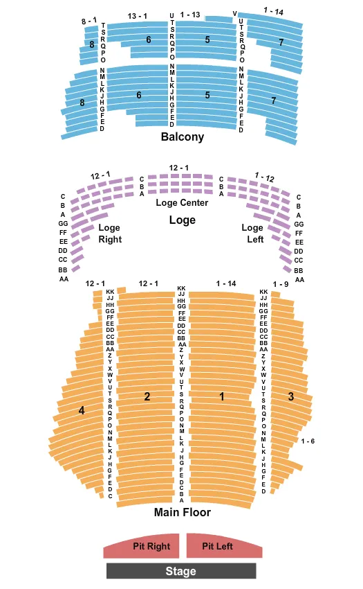 seating chart for State Theatre - MN - Endstage w/ Pit - eventticketscenter.com