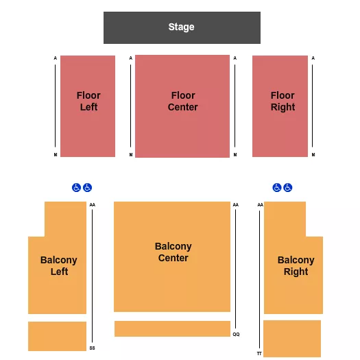 seating chart for State Theatre for the Arts - Endstage 2 - eventticketscenter.com