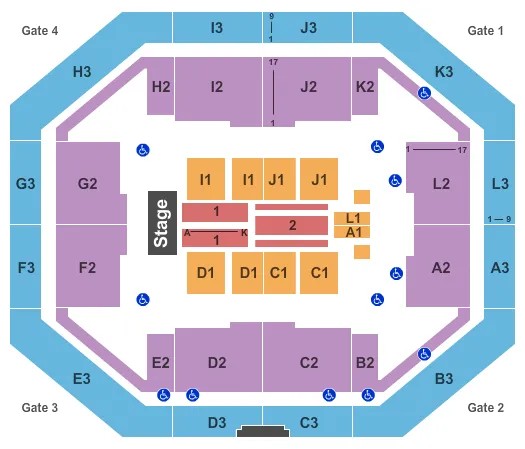 seating chart for Exactech Arena at The Stephen C. O'Connell Center - End Stage - eventticketscenter.com