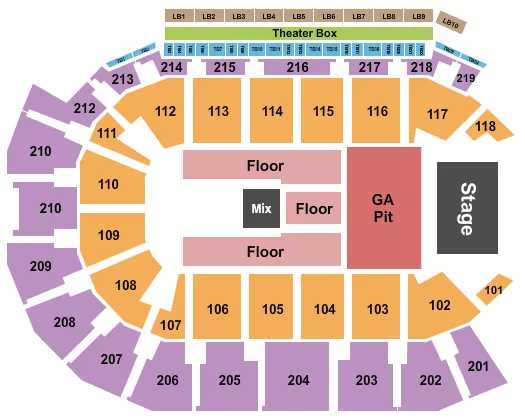 seating chart for Summit Arena at The Monument - Endstage GA Half House Pit - eventticketscenter.com