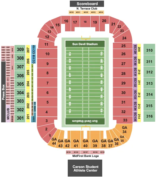 seating chart for Mountain America Stadium - Football - eventticketscenter.com
