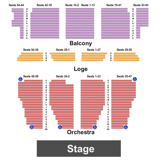 seating chart for Sydney Goldstein Theater - End Stage - eventticketscenter.com