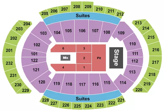 seating chart for T-Mobile Center - Pit GA/Rsv 1-6, no 5 - eventticketscenter.com