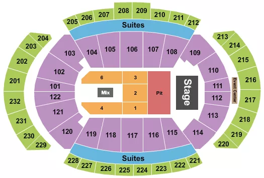 seating chart for T-Mobile Center - Pit GA/Rsv 1-6, no 5 - eventticketscenter.com