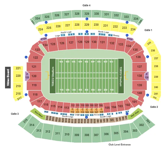 seating chart for TDECU Stadium - Football - eventticketscenter.com