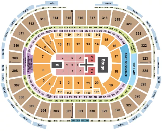 seating chart for TD Garden - Dan and Shay 2024 - eventticketscenter.com