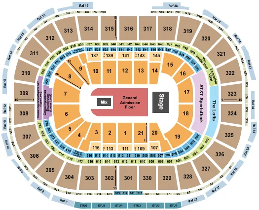 seating chart for TD Garden - Endstage GA Floor - eventticketscenter.com