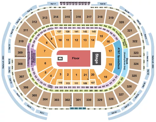 seating chart for TD Garden - Endstage GA Floor - eventticketscenter.com