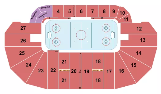 Hockey 3 Seating Chart at TD Place Arena. The chart shows the main floor/stage with seating options surrounding it, which are color coded